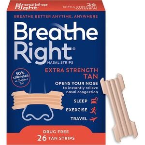 Breathe Right‎ Nasal Strips Extra Strength Tan 26 Count Drug Free Sleep Aid-NWT